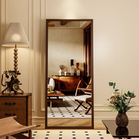 艺世界 ART WORLD欧式全身穿衣镜家用卧室客厅照衣可壁挂轻奢风复古立式落地长镜子 胡桃色45*155摆挂两用