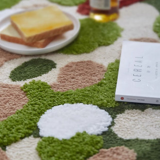 Keecy原创北欧ins风苔藓异形地毯卧室床边毯绿色客厅地垫0.8*1.6m 丹萃屿林