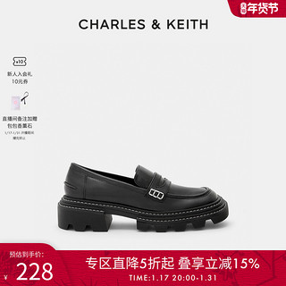 CHARLES & KEITH CHARLES＆KEITH春季女鞋CK1-70900334女士休闲甜酷厚底中跟乐福鞋