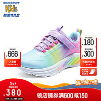 斯凯奇（Skechers）公主爱心闪灯鞋女童魔术贴休闲鞋中大童舒适运动鞋303721L 薰衣草色/多彩色/LVMT 37码