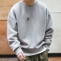 MADEN 马登 工装 日系复古灰色落肩太空棉卫衣空气层无帽圆领外套头男潮