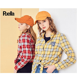 Puella 拉夏贝尔旗下Puella衬衫女2023秋季新款格子韩版宽松休闲长袖衬衣