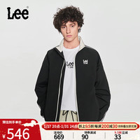 李 Lee24早春舒适版立领拼接印花男女同款插肩袖夹克外套潮 黑色(尺码偏大,拍小一码) M