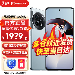 OnePlus 一加 OPPO 一加 Ace 2 满血版骁龙8+处理器 专业渲染芯片 1.5K灵犀屏索尼旗舰5G游戏手机 冰河蓝12+256GB 官方标配