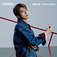 HUGO【大丸家力丸同款】男士2024早春蓝色硬质牛仔布宽松版型夹克 420-蓝色 EU:L