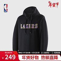 NBA球队故事系列 洛杉矶湖人宽松连帽卫衣男秋冬运动休闲外套 黑色 3XL