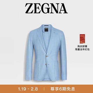 杰尼亚（Zegna）24春夏浅蓝色山羊绒、桑蚕丝及亚麻衬衫夹克759550A7-1DJSS0-52