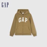 Gap男女童春季2024LOGO经典连帽卫衣拉链开衫外套890300 卡其色 150cm(L)