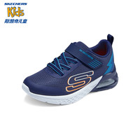 Skechers斯凯奇儿童鞋时尚气垫跑步鞋男女童魔术贴运动鞋403932L/303612L 海军蓝色/蓝色/NVBL 32码