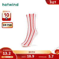 热风2024年春季女士撞色线条中帮袜 14粉红 F