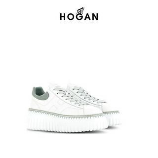 HOGAN H-STRIPES系列 女士低帮休闲鞋 HXW6590FC60N4O 白/绿尾 38
