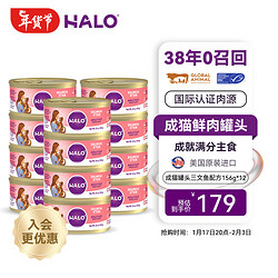 HALO 自然光环 进口猫咪主食罐头  鱼肉味156gx12