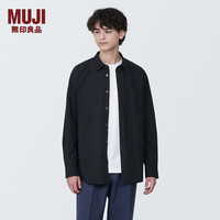無印良品 MUJI(無印良品 )男式 水洗 平纹 长袖衬衫 男士衬衣外套 AC1WPC4S 黑色 S(165/84A)