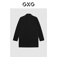 GXG 奥莱 冬季新品商场同款棋盘格系列黑色大衣