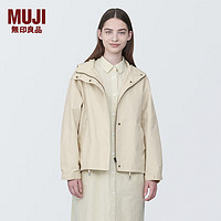 无印良品（MUJI） 女式 不易沾水风帽夹克女外套春季款工装冲锋衣户外连帽BD0YGC4S 象牙色 S (155/80A)