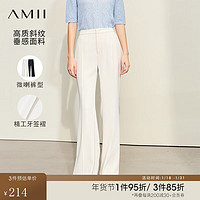 AMII2024春新款通勤风牙签褶微喇叭裤休闲裤长裤显瘦裤子12441254