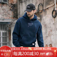ANDSEEYOU 潮牌男士加绒卫衣 秋冬季衣服时尚连帽上衣韩版宽松套头衫 W259-06款 深蓝色(加绒) L