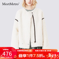 MeetMetro玛依尔毛绒短外套女2023冬装时尚宽松休闲短款大衣 奶白【闪电发】 M