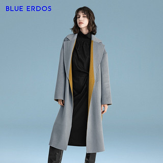 BLUE ERDOS女装 气质双面绒两面穿落肩袖毛呢大衣女 中黄+灰 165/84A/M