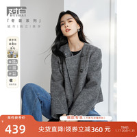 对白复古小香风短款羊毛外套女冬装小个子双面毛呢大衣 麻灰色 M