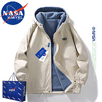 NASA MARVEL棉衣男棉服男冬季外套面包服羊羔绒连帽潮牌加绒加厚百搭装