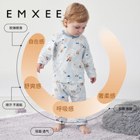 EMXEE 嫚熙 儿童睡衣男童女童套装春秋季纯棉打底衣宝宝家居服大鹅亲子装