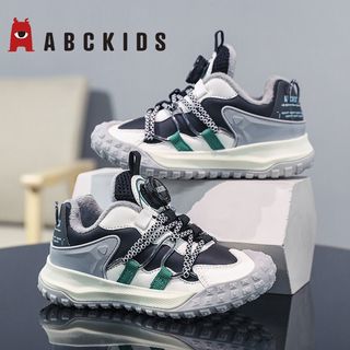ABCKIDS 加绒儿童鞋子男童旋转纽扣老爹鞋女童运动鞋冬