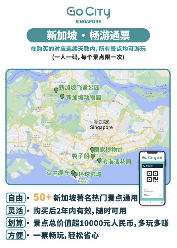 省时又省钱，一票50+景点通用！新加坡Go City 景点畅游通票