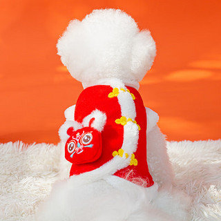 嬉皮狗（hipidog）新年立体舞狮马甲狗狗衣服秋冬款小型犬雪纳瑞宠物泰迪冬天拜年服 立体舞狮马甲 XS 体重1-3斤