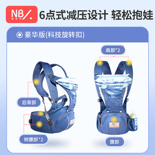 纽贝乐 New bealer婴儿背带腰凳减震坐凳前抱式抱娃新生儿童宝宝X型背婴带夏季 骑士灰【X型省力肩带，黑科技旋转式束腰高配款】