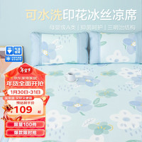 博洋家纺A类抑菌凉席冰丝席二件套家用可水洗软席子花语90*200cm 花语(A类抑菌)