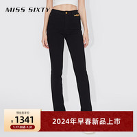 MISS SIXTY2024春季新款牛仔裤女高弹修身复古小黑裤铅笔裤 黑色