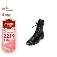 STUART WEITZMAN 女士黑色皮革短靴马丁靴 SONDRA BLK SMO SMOOTH CALF 36码