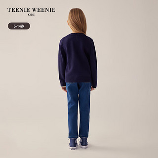 TEENIE WEENIE Kids小熊童装24早春女童花边套头圆领刺绣毛衣 红色 150cm