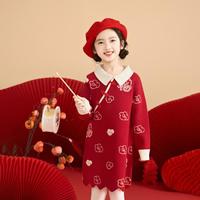 【国风保暖旗袍裙】女童公主连衣裙24春装新中式盘扣福娃拜年服