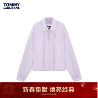 TOMMY JEANS24春季女装通勤绣标抽绳收腰拉链翻领宽松薄夹克17718 浅紫色W06 S