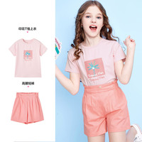 笛莎女童套装夏童装2023洋气大童衣服宝宝儿童短袖短裤两件套