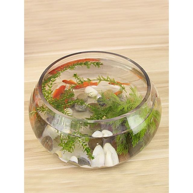 HIGANBANA 鱼缸透明玻璃办公桌圆形圆球圆型小型乌龟迷你桌面小鱼缸 20号（裸缸）