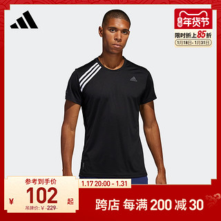 adidas 阿迪达斯 Own The Run Tee 男子运动T恤 ED9294 黑色/白 M
