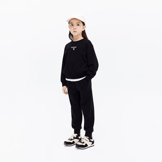 little MO&Co.两件套亲子装 little moco童装24春装男女童长袖卫衣卫裤套装 黑色  110/56