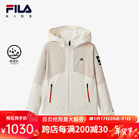 FILA【防泼水】斐乐儿童童装2024春季中大童男童休闲运动外套 云白色-WT 130