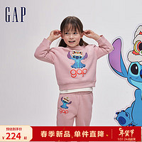 Gap【史迪奇联名】女幼童春季2024抓绒卫衣847218运动上衣 粉红色 110cm(4-5岁)亚洲尺码