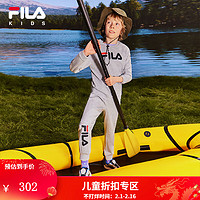 FILA 斐乐童装2024春男童女童保暖舒适多彩卫衣休闲运动长袖 浮云灰花灰-MG 130