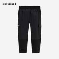 Converse匡威儿童装男童拼接长裤2024春防风裤子中大童休闲裤 正黑色 160/66