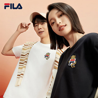 FILA 斐乐短袖T恤男女2024春龘龘龙休闲套头上衣 云菇白-WT 180/100A/XL