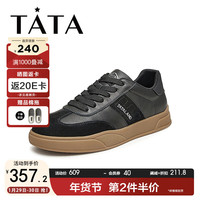 他她（TATA）2024春休闲男士简约百搭板鞋MEW01AM4 黑色 40
