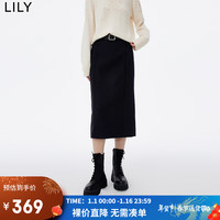 丽丽 LILY2024春女装时尚气质通勤显瘦高腰长款铅笔裙商务半身裙女 510黑 M