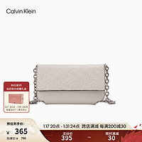 卡尔文·克莱恩 Calvin Klein 女包简约字母压纹翻盖链条单肩手机挎包DP1610 137-荔肉白 OS