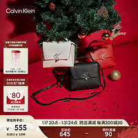 卡尔文·克莱恩 Calvin Klein 女包时尚金属字母旋扣翻盖式手提单肩斜挎小方包新年DH3012 001-黑色 OS