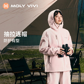 MOLY VIVI软壳外套冲锋三合一夹克款滑雪登山服魔力薇薇molyvivi 男女宽松款-燕麦白 L(适穿115-130斤)